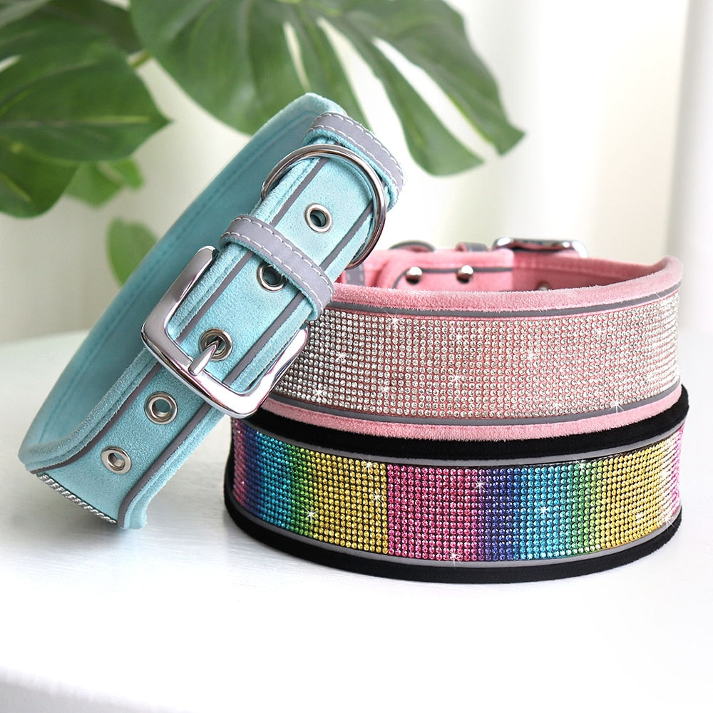 Crystal Rhinestone Reflective Dog Collar