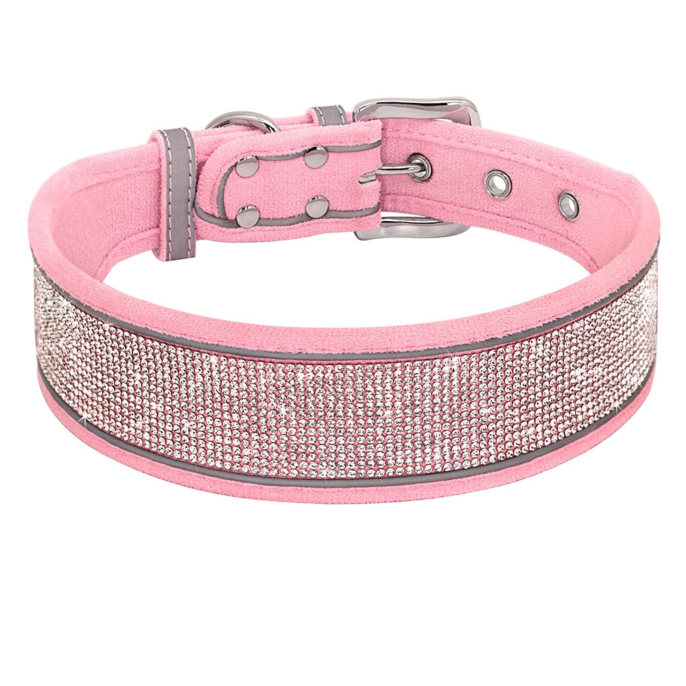 Crystal Rhinestone Reflective Dog Collar