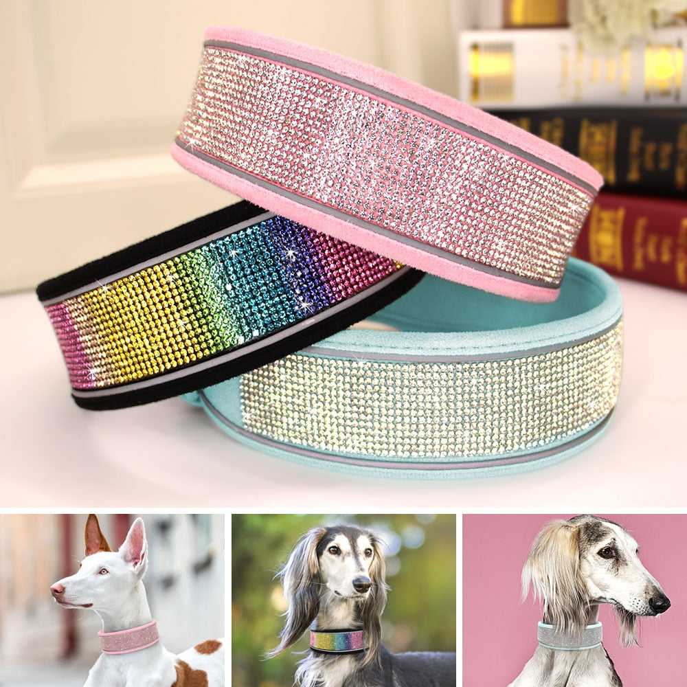 Crystal Rhinestone Reflective Dog Collar