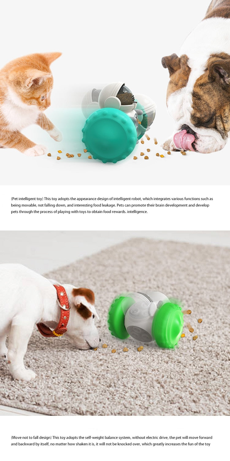 Pet Dog Cat Tumbler Treat UFO Shape Ball Feeder Food Dispenser